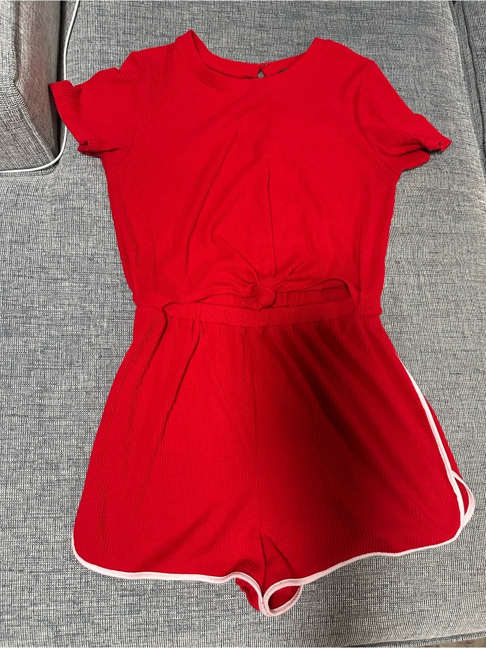 Women’s Red Short-Sleeve Romper